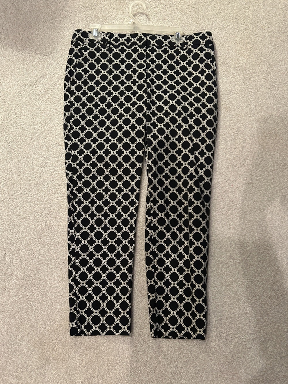 Talbots Black and White Geometric Pattern Pants - Size 12P